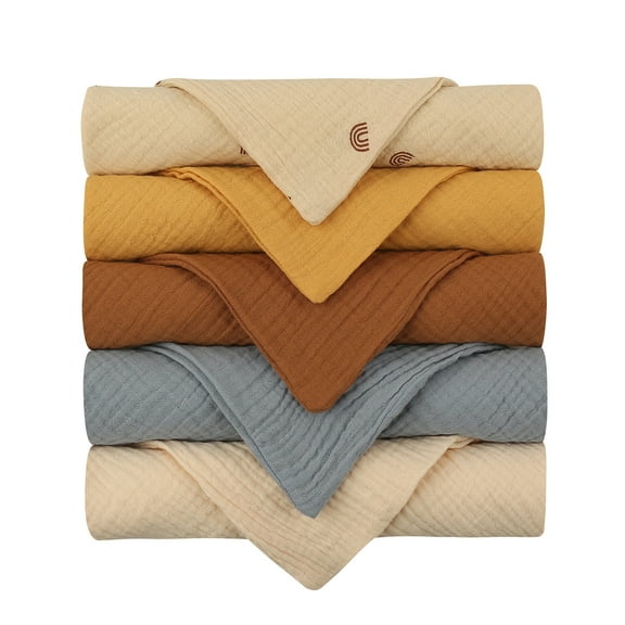 UNTERING 5pcs Baby Toddler Cotton Bib Trendy Feeding Pocket Burp Girl Boy Infant Saliva Towel Decorative Solid Color Bibs