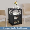 thumbnail image 6 of VECELO Set of 2 Nightstand with Charging Station & 2 Flip Drawers, Sofa Side End Table for Bedroom, Living Room, 2 USB Ports & 2 Power Outlet, Black, 6 of 9