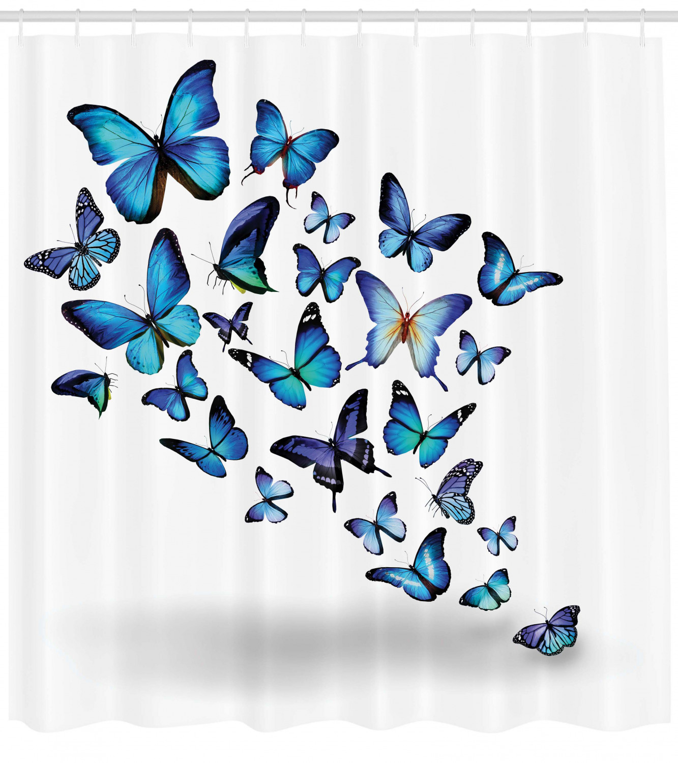 Butterflies Shower Curtain, Group of Flying Butterflies Natural Botanic Parks Springtime Festive