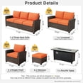 thumbnail image 2 of Vcatnet Outdoor Patio Furniture Sets with 54" Fire Pit 7 Pieces All Weather Sectional Sofa PE Rattan Wicker High Back Conversation Set with Ottoman,Orange Red, 2 of 9