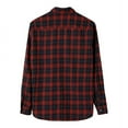 thumbnail image 5 of Men's Button Down Shirt Casual Flannel Plaid Slim Fit Long Sleeve Spread Collar Lightweight Top Red L, 5 of 7