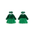 thumbnail image 2 of RUINIXCW Baby Girl Christmas Dress Star Print Long Sleeves Dress with Bow Headband, 2 of 8