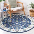 thumbnail image 2 of SAFAVIEH Micro-Loop Lavina Medallion Area Rug, Blue/Ivory, 5' x 5' Round, 2 of 8