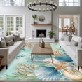 thumbnail image 3 of Large Area Rugs for Living Room Bedroom, Teal Beach Coastal 6'x9' Rug Washable Carpet Runner Indoor Outdoor, Summer Nautical Coral Shell Botanical Non Slip Floor Mats Rug for Kitchen, Playroom, 3 of 8
