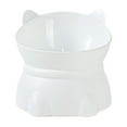 thumbnail image 2 of Raised Cat Food Water Bowl, 450ml Whisker-Friendly Anti-Tip Plastic Feeder with Neck Protection (White, 1pc), 2 of 6