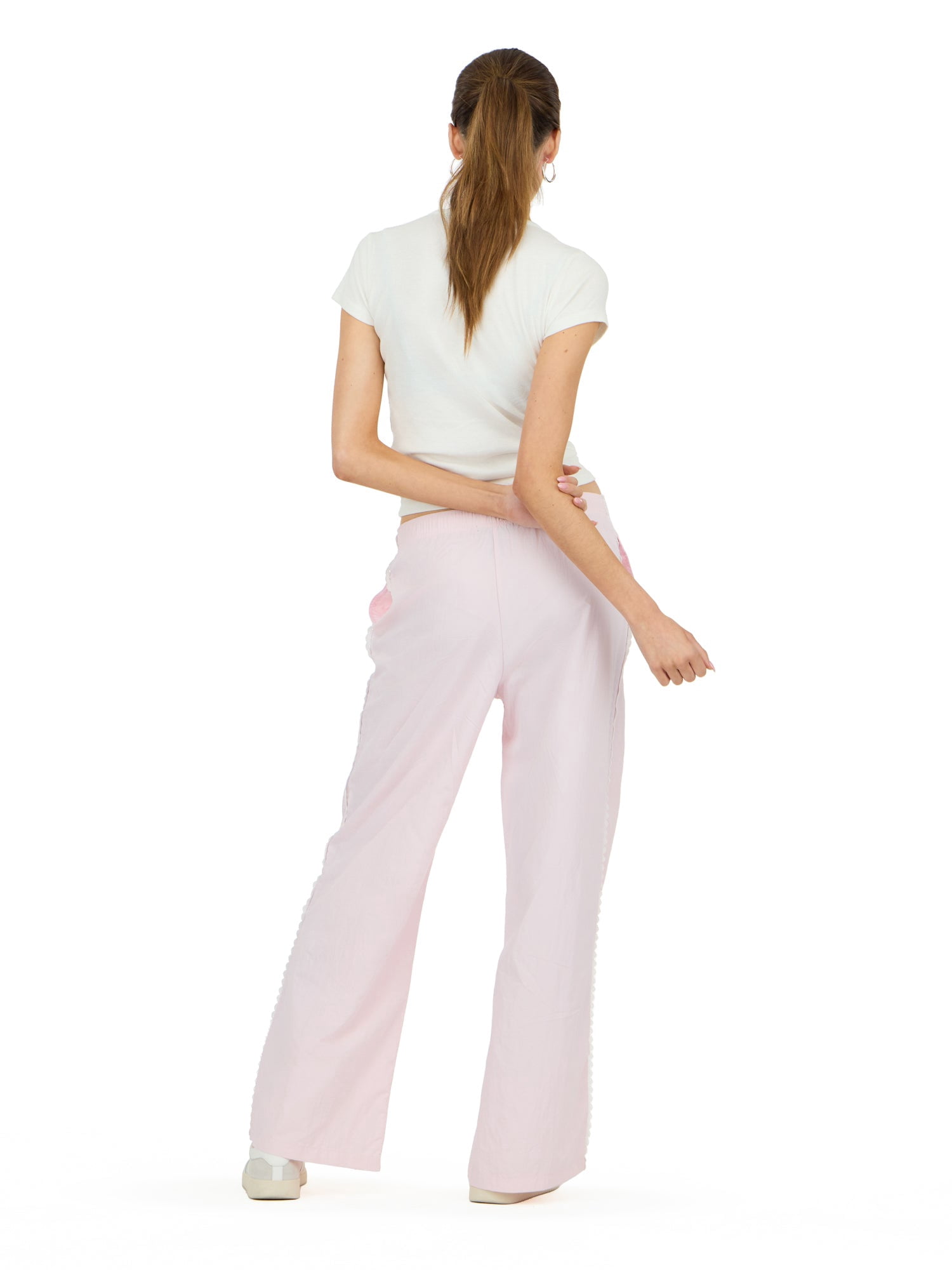 Forever 21 Women's Nylon Wide Leg Pant with Lace Trim, Sizes XS-XL
