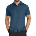 thumbnail image 1 of CAMISAS DE NEGOCIO DE MANGA CORTA DE COLOR SÓLIDO PARA HOMBRES CON CUELLO PUNTA Y BOTONES XL AZUL OSCURO, 1 of 5