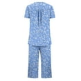 thumbnail image 4 of Censtreet Women's Pajama Sets Short Sleeve Sleepwear Round Neck Pj Loungewear Top and Capri Pants with Pockets, 4 of 5