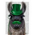 thumbnail image 2 of Fab Funky 15x18 Gold Ornate Wood Framed with Double Matting Museum Art Print Titled - Llama With Green Top Hat and Moustache, 2 of 4