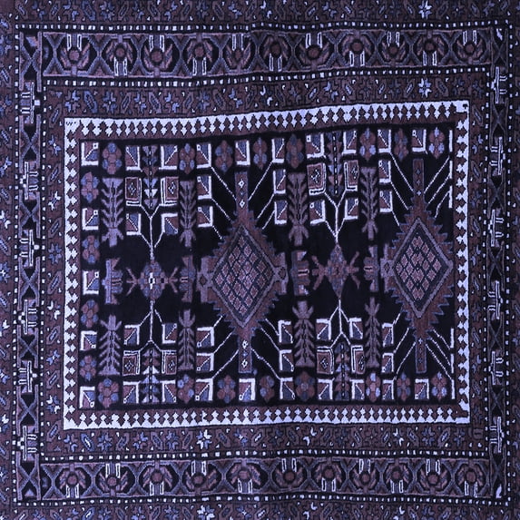Ahgly Company Machine Washable Indoor Square Persian Blue Traditional Area Rugs, 8' Square