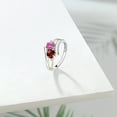 thumbnail image 4 of Gem Stone King 1.57 Ct Round Pink Created Sapphire Red Garnet 925 Silver and 10K Yellow Gold Lab Grown Diamond Two Stone Crossover Ring (Size 5), 4 of 5