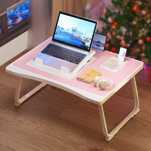 All-in-One Laptop Desk for Bed | Foldable Lap Desk with Drawer & Cup Slot | Portable Tablet Stand for Working & Reading | Student Gift Idea
