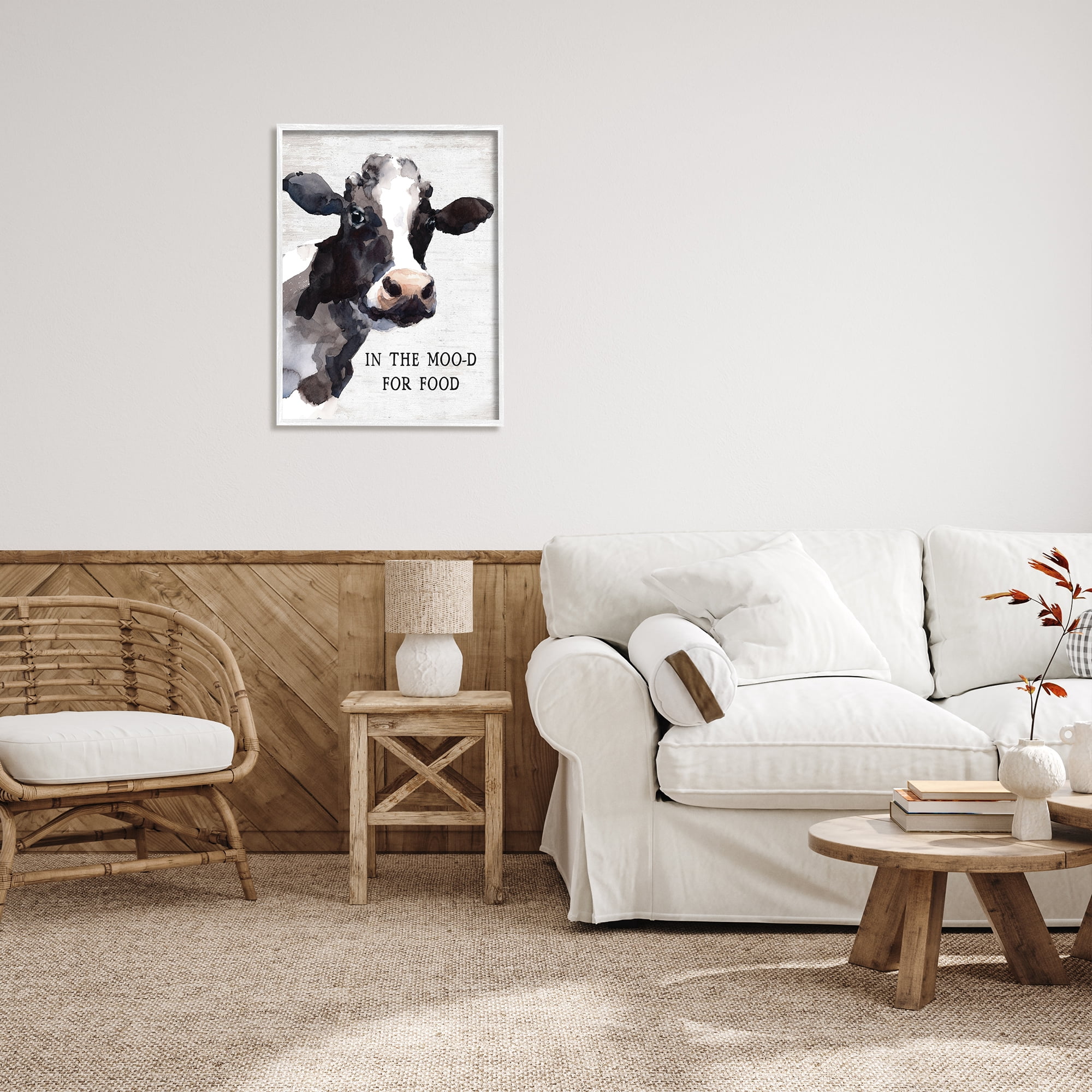 Stupell Industries In the Moo-d For Food Funny Kitchen Cow, 24 x 30, Design by Lettered and Lined