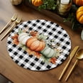 thumbnail image 5 of Fall Round Placemats Set of 4 Green Orange Pumpkin Place Mats Thanksgiving Woven Placemat Autumn Maple Leaves Black Plaid Circle Braided Table Mat for Kitchen Dining Table Party Home Decor 15 Inch, 5 of 9