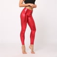thumbnail image 2 of XFLWAM Women's Shiny Metallic Leggings Sexy High Gloss Skinny Pants Faux Leather Stretch Shaping Tights Trousers Red L, 2 of 5