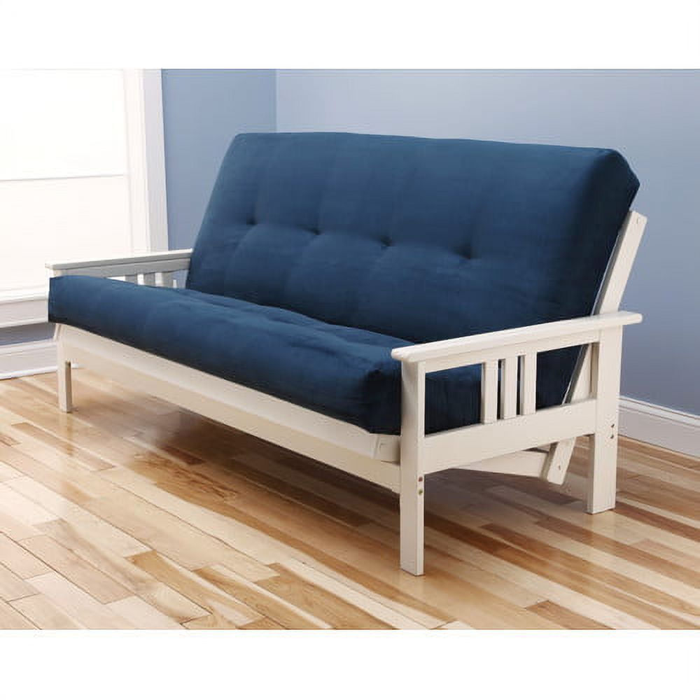 Kodiak Furniture Monterey Full Futon with Suede Fabric Mattress in White/Tan