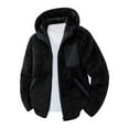 thumbnail image 2 of Tops for Men Hooded Zipper Coats Long Sleeved Solid Color Thick Warm Zipper Cardigan Jacket Mens Coats Black L, 2 of 6