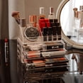 thumbnail image 3 of Organizador de maquillaje acrílico transparente y almacenamiento Vitrina cosmética apilable para el cuidado de la piel con 4 cajones Soportes de maquillaje para joyería Accesorios para el cabello Organización de productos de belleza para el cuidado de la piel,, 3 of 4