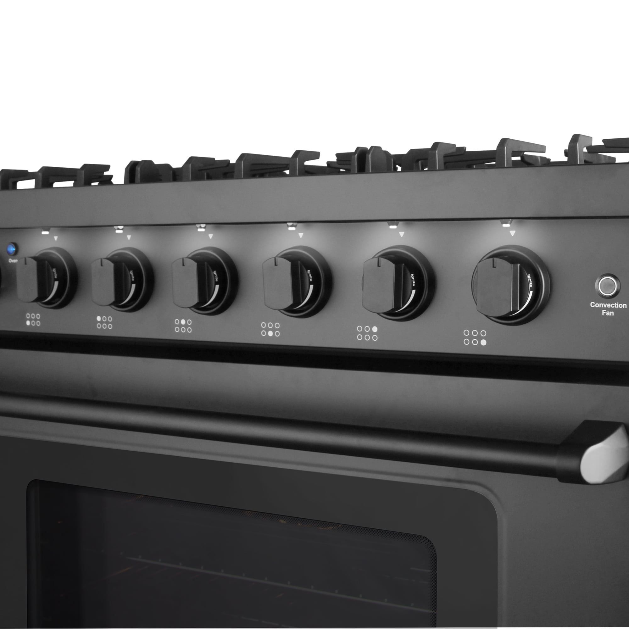 Cosmo 36 in. Haven Collection 6 cu. ft. Gas Range, 6 Burners, Convection Oven, Knob LEDs, Matte Black