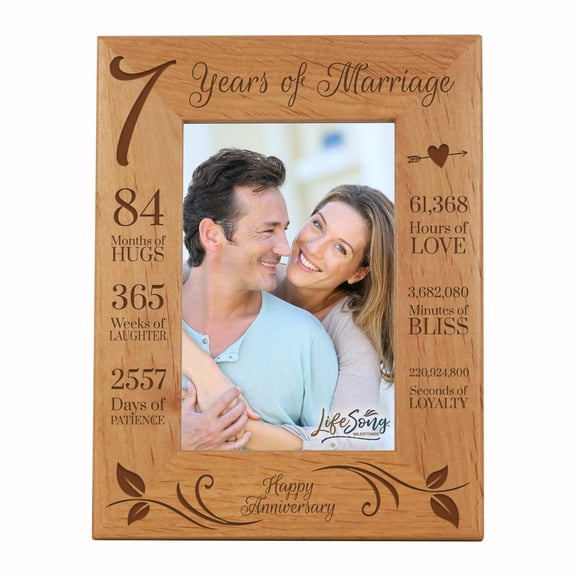 LifeSong Milestones 7th Anniversary Engraved Picture Frame (5x7) - Happy Anniversary