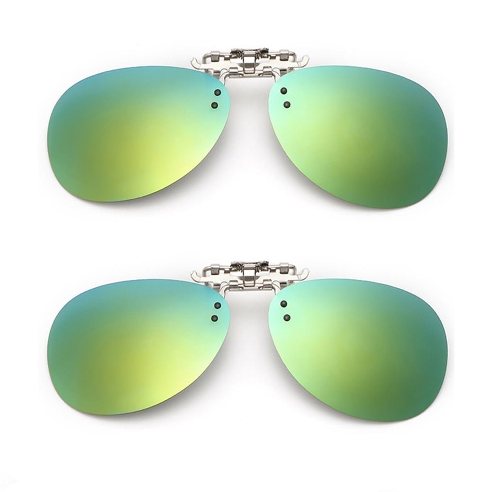 TOP-MAX Polarized Clip on Glasses Clip-On Sunglasses Polarized Lenses UV 400 Protection Eyewear for Women Men (2pcs Light Green)