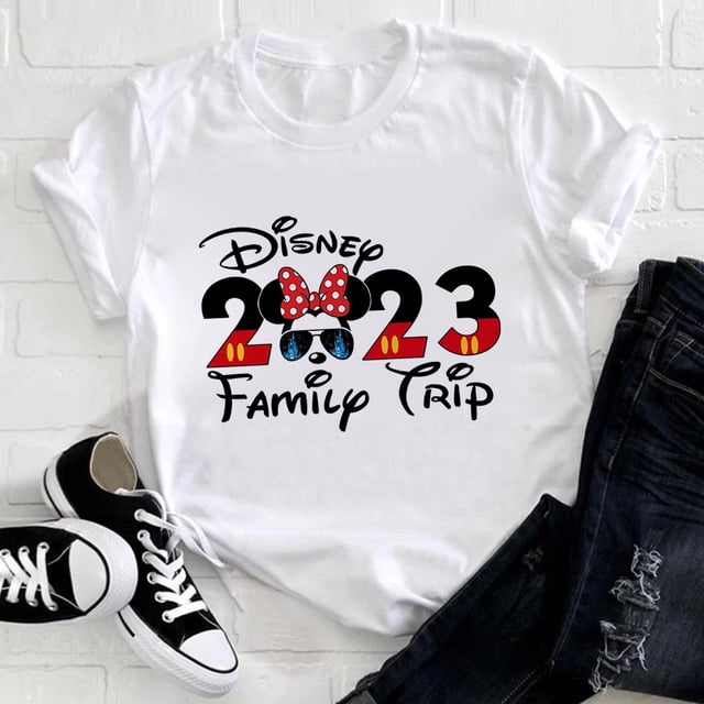 Disney Trip Clothes Mickey Print T-shirts Aesthetic Harajuku Disnryland Vacation Women's Clothing 2023 Trend Tops Family T ShirtAldult-XXXL(1pc) Gao Jinjia LED
