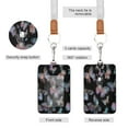 thumbnail image 2 of PU Leather Badge Holder ID Badge Holder with Lanyard for Cards & Credentials Pink and Cyan Butterflies, 2 of 6
