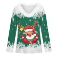thumbnail image 5 of WEAIXIMIUNG T-Shirt à Manches Longues Imprimé de Noël pour Femmes Automne Hiver Mode Décontractée Col en V, 5 of 5