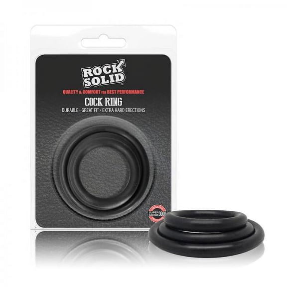 Doc Johnson Rock Solid Tri-Pack Rubber Gasket Penis Ring, Black