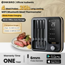 Wireless Meat Thermometer Cooking,Barbecue Food Thermometer, Three-Mode WiFi Bluetooth Pre-alarm/Timer BBQ Oven 4-Probe