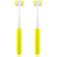 thumbnail image 1 of 3 Sided Toothbrushes for Kids, Children Manual 3-Sides Toothbrush Soft Gentle Clean Tooth (Yellow-2pcs), 1 of 8