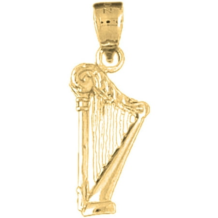 18K Yellow Gold Harp Pendant - 26 mm