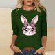 thumbnail image 4 of Camisetas Casuales de las Mujeres Impresas 3/4 Manga Cuello Redondo Blusa, Moda Ligera Superior para el Hogar Y el Uso Diario, Cómoda Imitación de la Tela Del Estante, 4 of 7