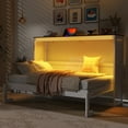thumbnail image 2 of Generic Twin Size Murphy Bed with LED Light,can be Folded into a Cabinet,Hidden Wall Bed Cabinet,White+Brown, 2 of 9