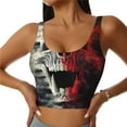 thumbnail image 1 of Fotbe Red And White Screaming Demon Skull Sujetador Deportivo Largo sin Aros para Mujer con Almohadillas y Soporte Medio, Transpirable y Absorbente, Camiseta Tipo Chaleco o Tank Top-XX-Large, 1 of 8