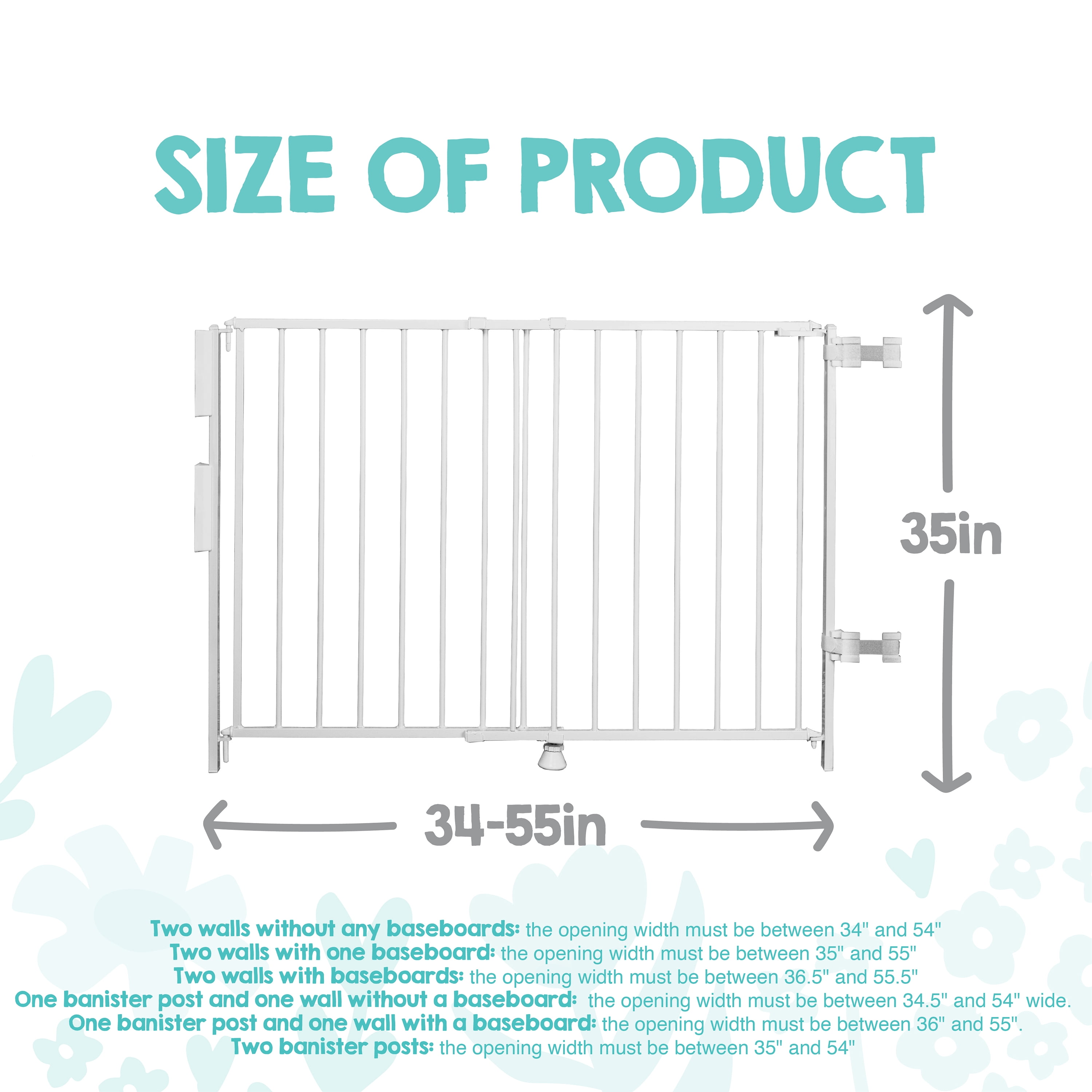 Regalo Extra Tall and Wide 2-in-1 Stairway and Hallway Baby Gate, White
