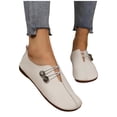 thumbnail image 4 of Miluxas Women Ballet Flats Shoes Low Heels Wide Width Comfortable Slip On Casual Shoes for office White 9.5(43), 4 of 8