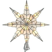 Kurt S. Adler 10-Light 8-Point Capiz Silver Star Tree Topper, 15"
