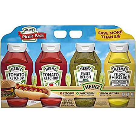 Heinz Ketchup  Mustard  And Sweet Relish Picnic Pack  4 Pack