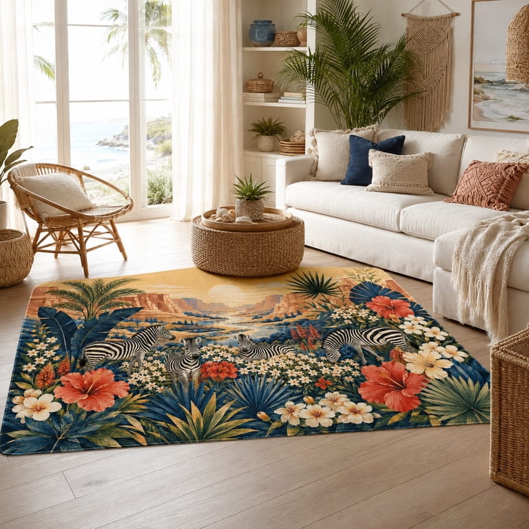 Jasmine Zebra Haven Rectangle Rug for Dining Room - Walmart.com