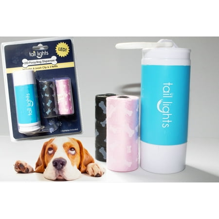 UPC: 0670628758265 | Tail Lights LED Poop Bag Dispenser with Leash Clip & 3 Refills (30 Bags Total)  Multiple Colors Available