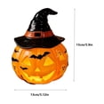 thumbnail image 3 of Halloween Pumpkin Witch Hat Lamp, Orange Resin Tabletop Night Light with Warm LED Glow, Spooky Decor for Bedroom Desk Bar Mantel Party Home, 3 of 5