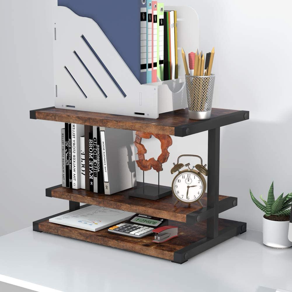 Tribesigns Modern Desktop Printer Stands, Industrial Wood Space