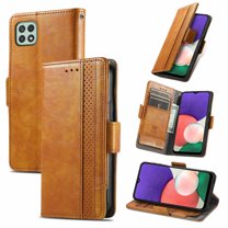 For Samsung Galaxy A22 5G Leather Phone Case Wallet Folio Flip Cover Casual Business, [RFID Blocking] Multi Hidden Anti-theft Card Holder Cash Slot, Side Magnetic Buckle, Stand Support,Khaki