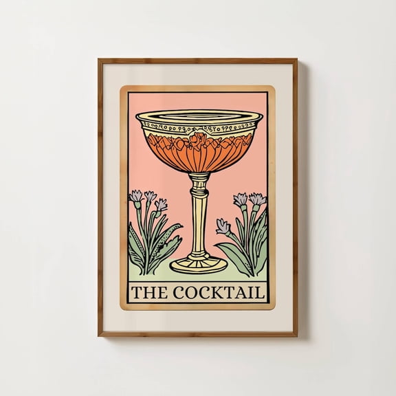 The Cocktail Tarot Card Print Pink Cocktail Print Witchy Bar Cart Decor Bartender Bar Signs Happy Hour Wall Art Fun Kitchen Art Home Decor #805, Unframed Poster Size 8x12