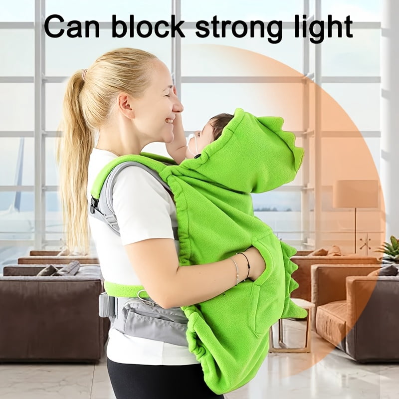 Baby Carrier Cover Stroller Accessory Blocks Strong Wind Sunlight Soft Dinosaur Design Perfect for Travel All Season Use 100 Polyester