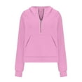 thumbnail image 6 of Quarter Zipper Pullover Women,Womens Sweatshirts Half Zipper Crop Pullover Solid Color Funnel Neck Fleece Lined Zip Up Long Sleeve Tops with Thumb Hole, 6 of 7