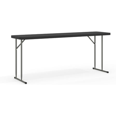 Kathryn 6' Rectangular Plastic Folding Table, Long Plastic Foldable Table for Indoor/Outdoor Events, Black
