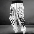 thumbnail image 2 of Casual Pants for Men Baggy Anime Printed Joggers Sweatpants Elastic Drawstring Boho Hippie Harem Pants with Pocket White XL, 2 of 3