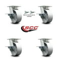 thumbnail image 2 of 5 Inch Kingpinless Semi Steel Wheel Caster Set 4 Brakes 2 Swivel Locks SCC, 2 of 2